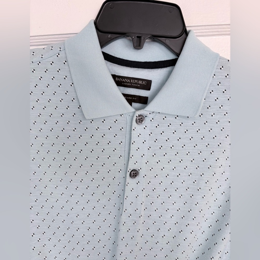 Men’s Banana Republic Luxury Touch Cotton Sky Blue Short Sleeve Polo Size Small